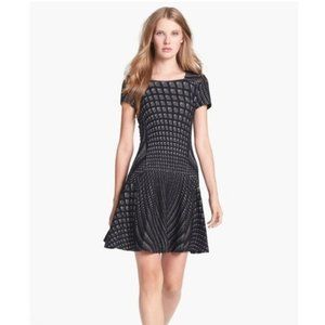 Diane Von Furstenberg Black and White Patterned Midi Dress